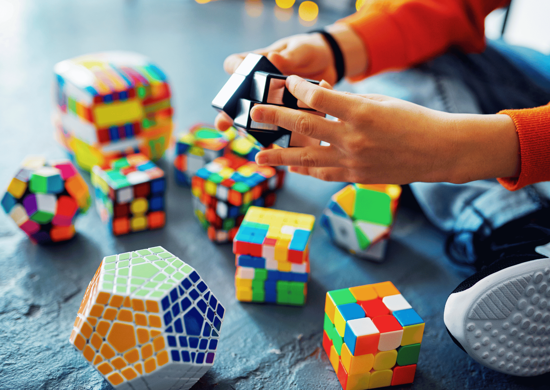 playing with rubiks cube 